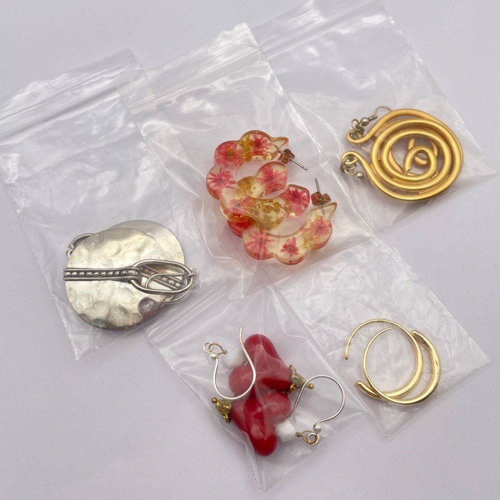 Earring Bundle Gold Silver Beaded Hoop Dangle - Picture 8 of 10